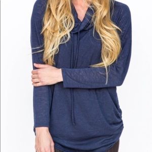 NWT Agnes& Dora raglan cowl neck in Med. navy blue